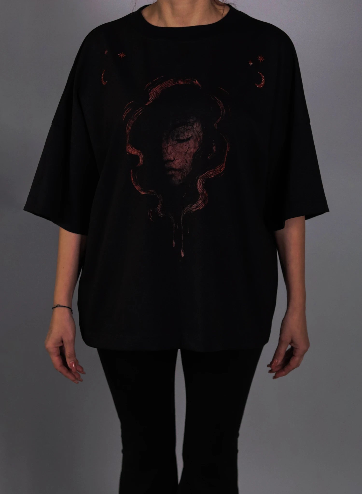 TRICOU NEGRU OVERSIZED IMPRIMAT SILENTIUM TDP2-TD11